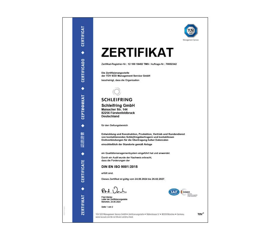 Zertifikat DIN EN ISO 9001:2015